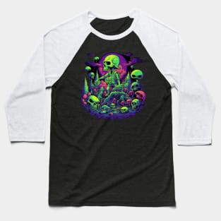 Glowing Remembrance: Radioactive Cemetery Baseball T-Shirt